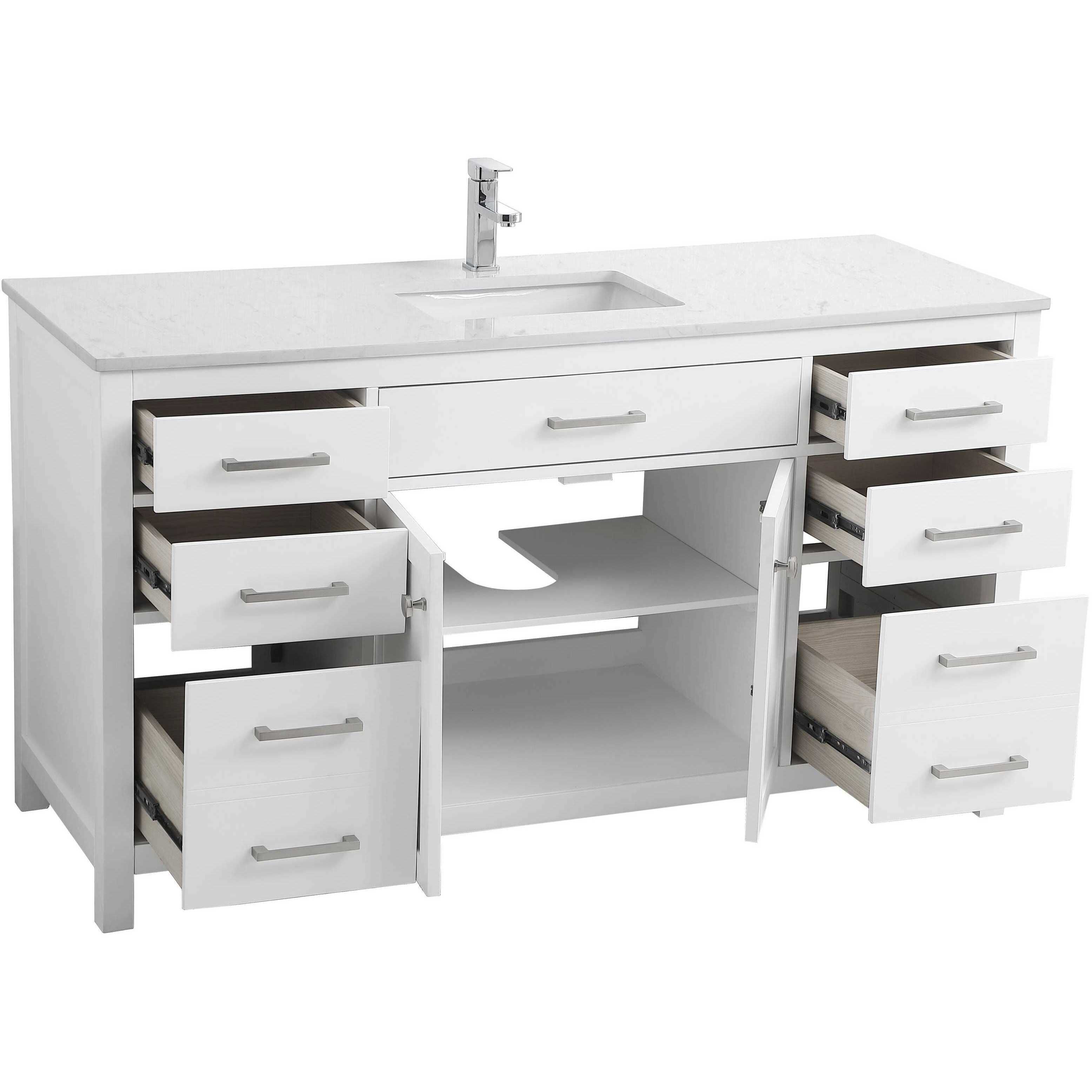 Lewis 60 X 22 X 34 inch White Vanity Sink Set