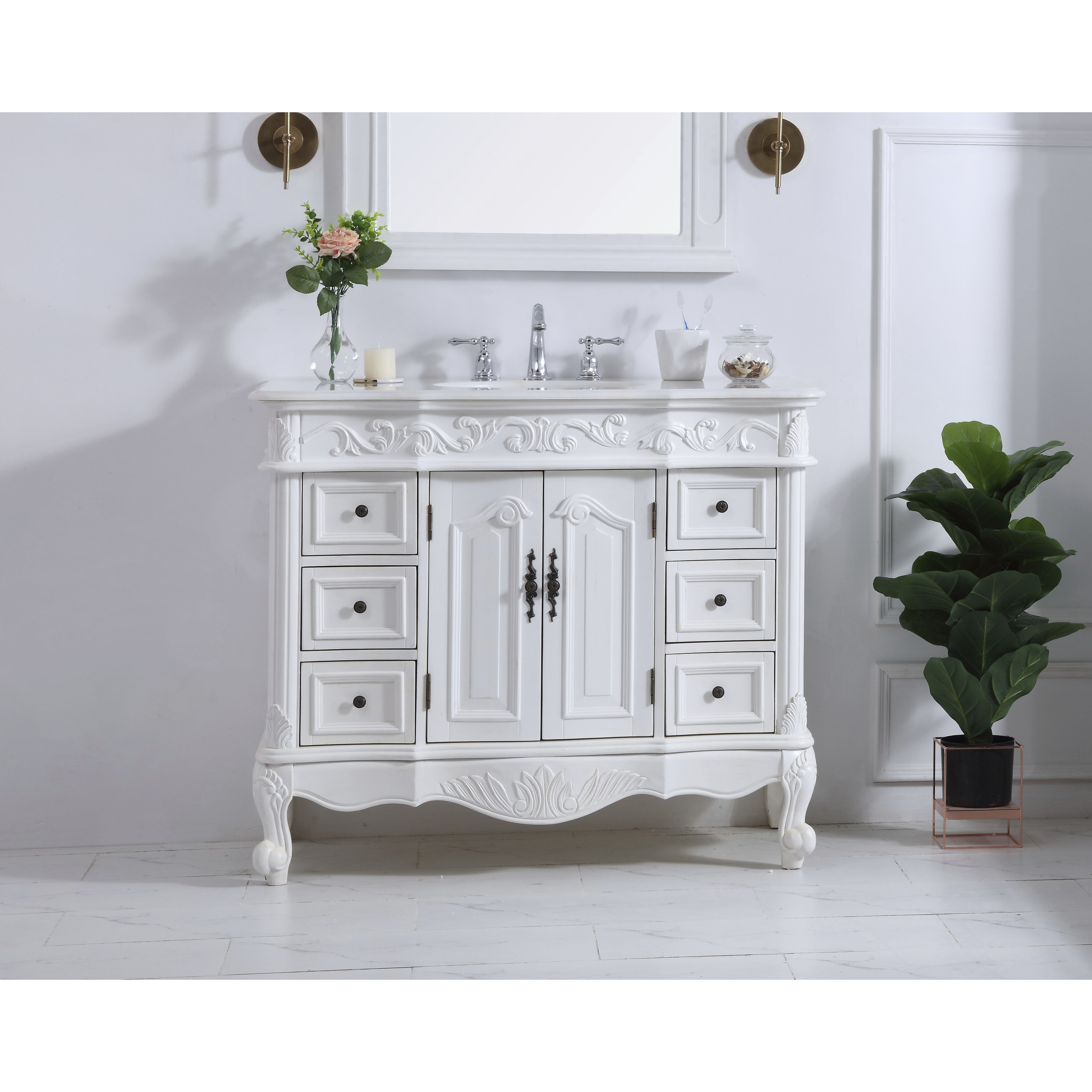 Oakland 84 X 22 X 72 inch Antique White Vanity Sink Set