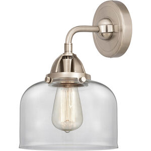 Nouveau 2 Large Bell 1 Light 8 inch Brushed Satin Nickel Sconce Wall Light in Clear Glass