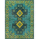 Pazar 36 X 24 inch Teal, Navy, Lime, Dark Green Rug