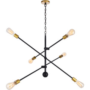 Axel 6 Light 42 inch Black and Brass Pendant Ceiling Light