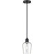 Remy 1 Light 5.25 inch Matte Black Mini Pendant Ceiling Light in Seedy Glass