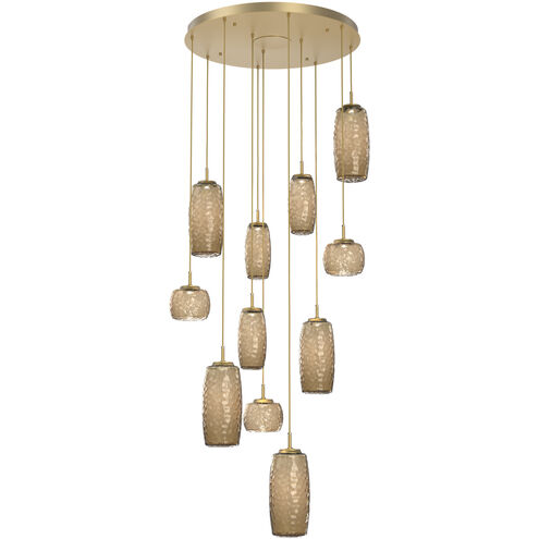 Vessel LED Gilded Brass Multi-Pendant Ceiling Light in 3000K LED, Bronze