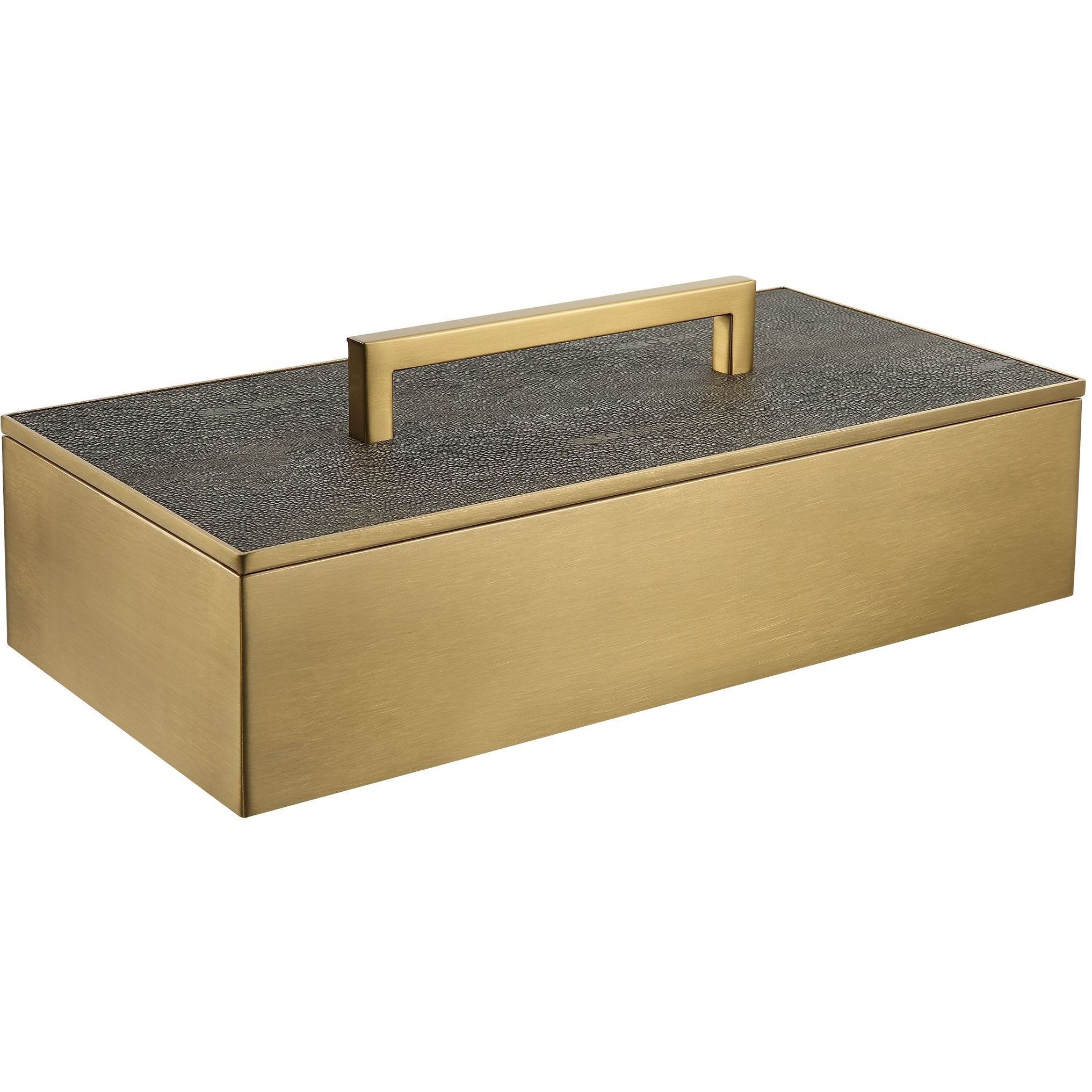 Wessex 14 inch Classic Brass and Gray Faux Shagreen Box