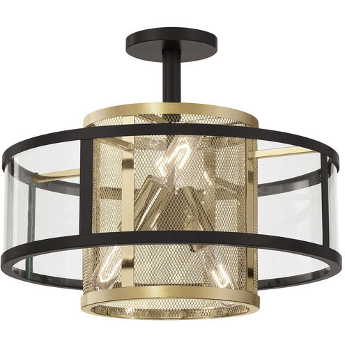 Soho 4 Light 18 inch Coal And Soft Brass Pendant and Semi-Flush Ceiling Light