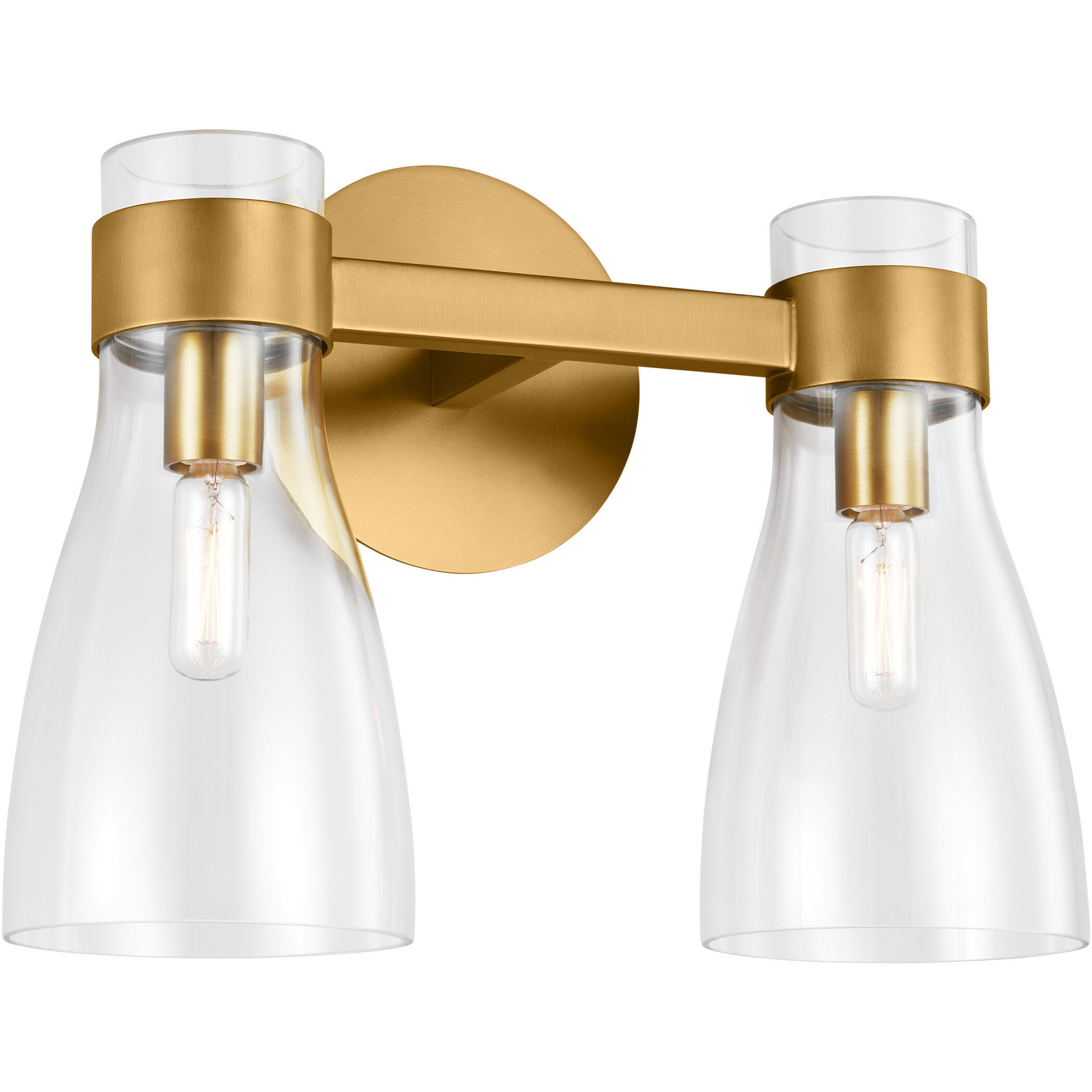 AERIN Moritz Bath Vanity Wall Sconce Wall Light in Burnished Brass, Clear Glass