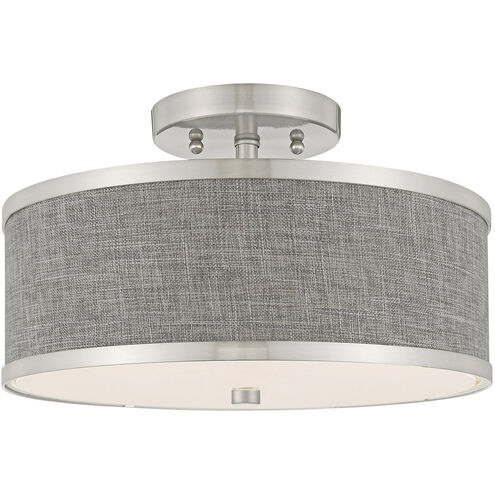 Park Ridge 2 Light 13 inch Brushed Nickel Semi-Flush Mount Ceiling Light