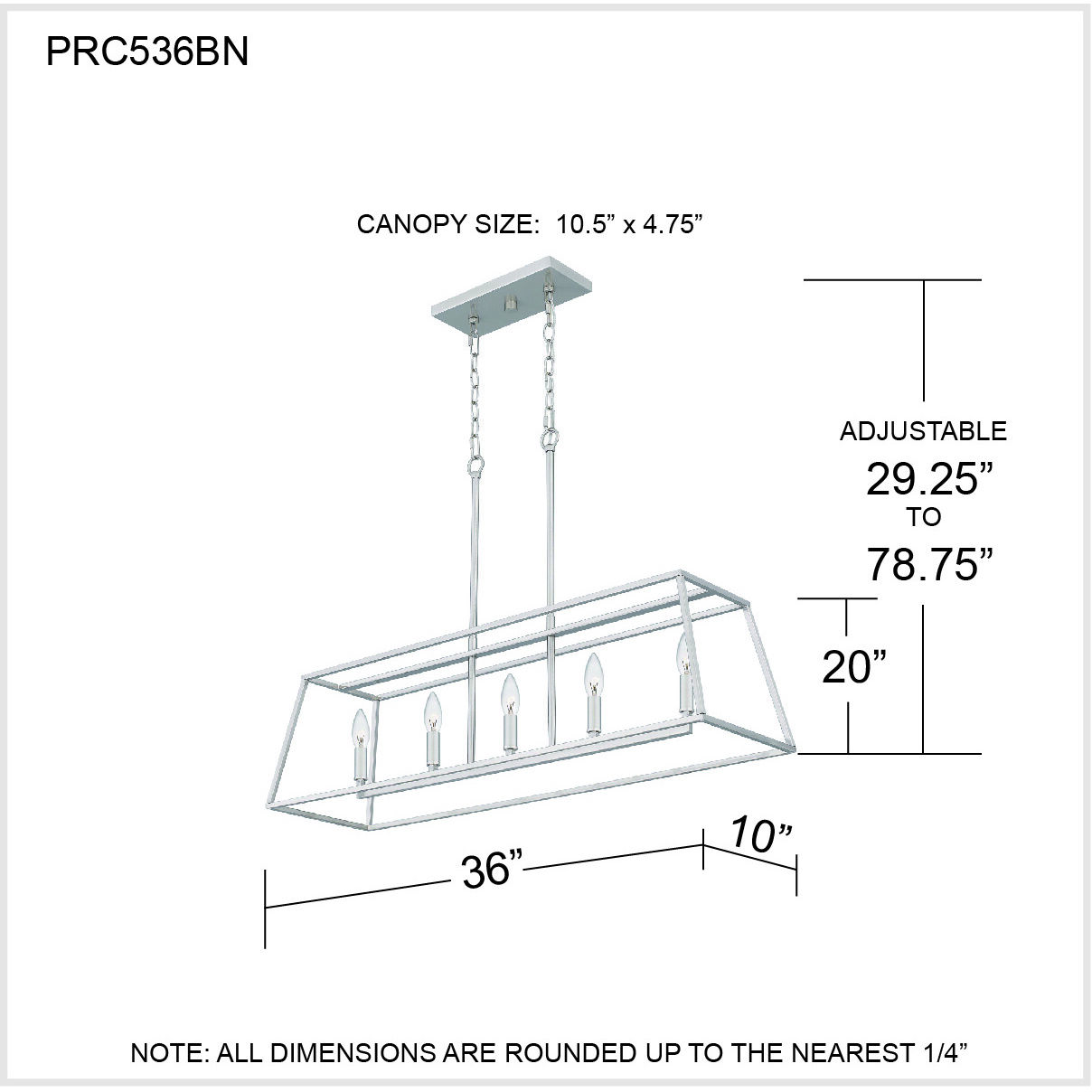 Prescott 5 Light 36 inch Brushed Nickel Island Light Ceiling Light