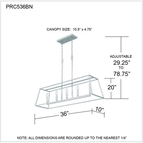 Prescott 5 Light 36 inch Brushed Nickel Island Light Ceiling Light