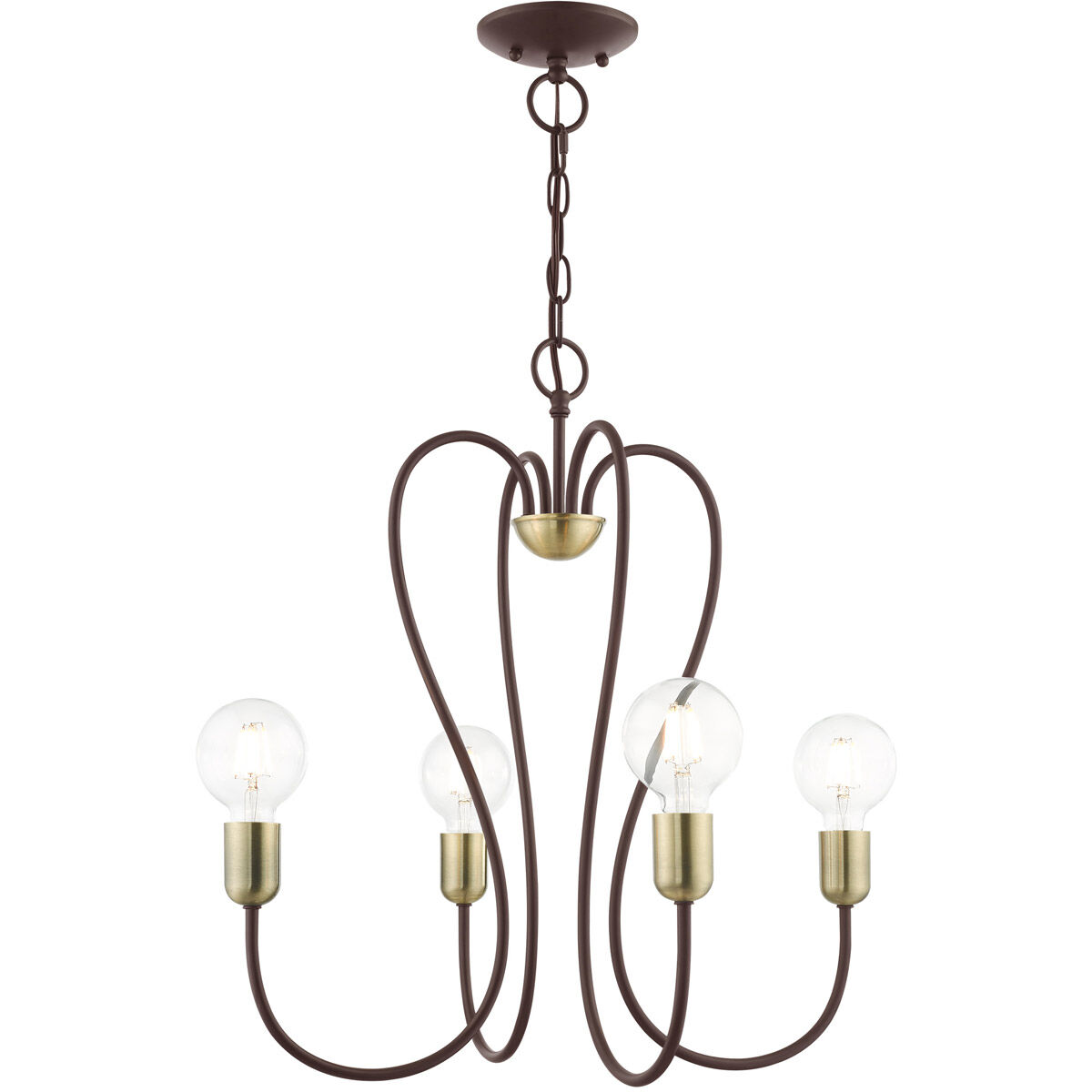 Lucerne 4 Light 20 inch Bronze with Antique Brass Accents Chandelier Ceiling Light