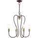 Lucerne 4 Light 20 inch Bronze with Antique Brass Accents Chandelier Ceiling Light