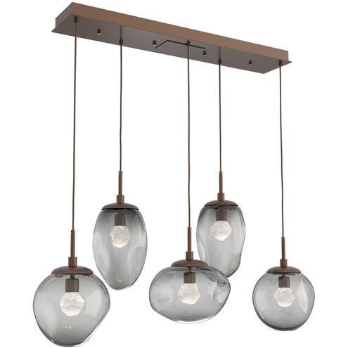 Cosmos LED LED Burnished Bronze Linear Pendant Ceiling Light in 3000K LED, Zircon Inner - Smoke Outer, Multi-Pendant