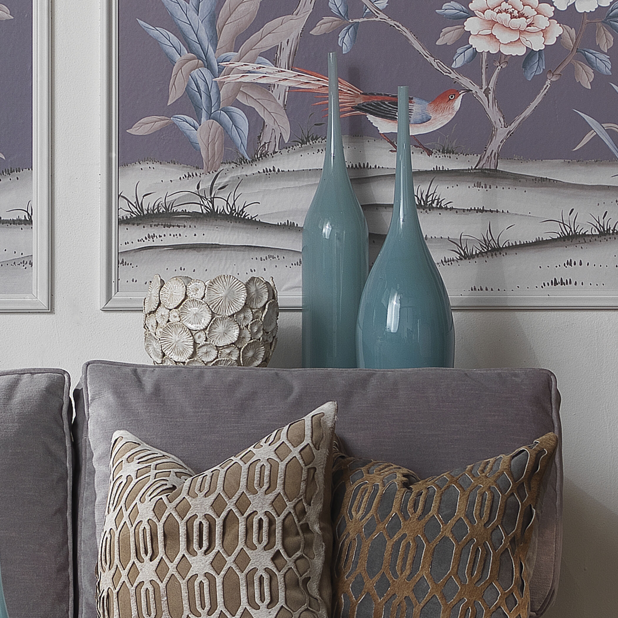 Pixie 21.75 X 5.5 inch Vases in Periwinkle Blue Glass, Set of 3