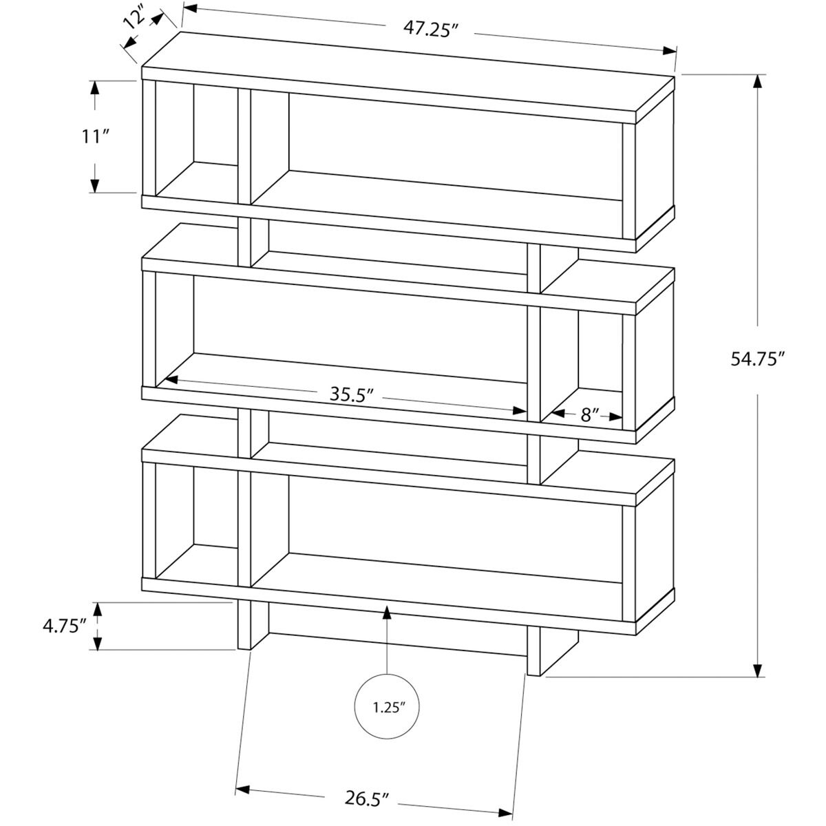 Cecil Grey and White Bookcase