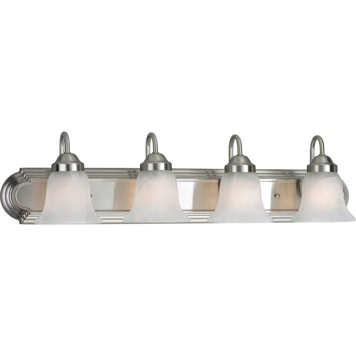 Alabaster Glass 4 Light 30 inch Brushed Nickel Bath Vanity Wall Light