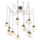 Cosmos 12 Light 17 inch Burnished Bronze Swag Multi-Pendant Ceiling Light in Amber