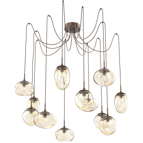 Cosmos 12 Light 17 inch Burnished Bronze Swag Multi-Pendant Ceiling Light in Amber