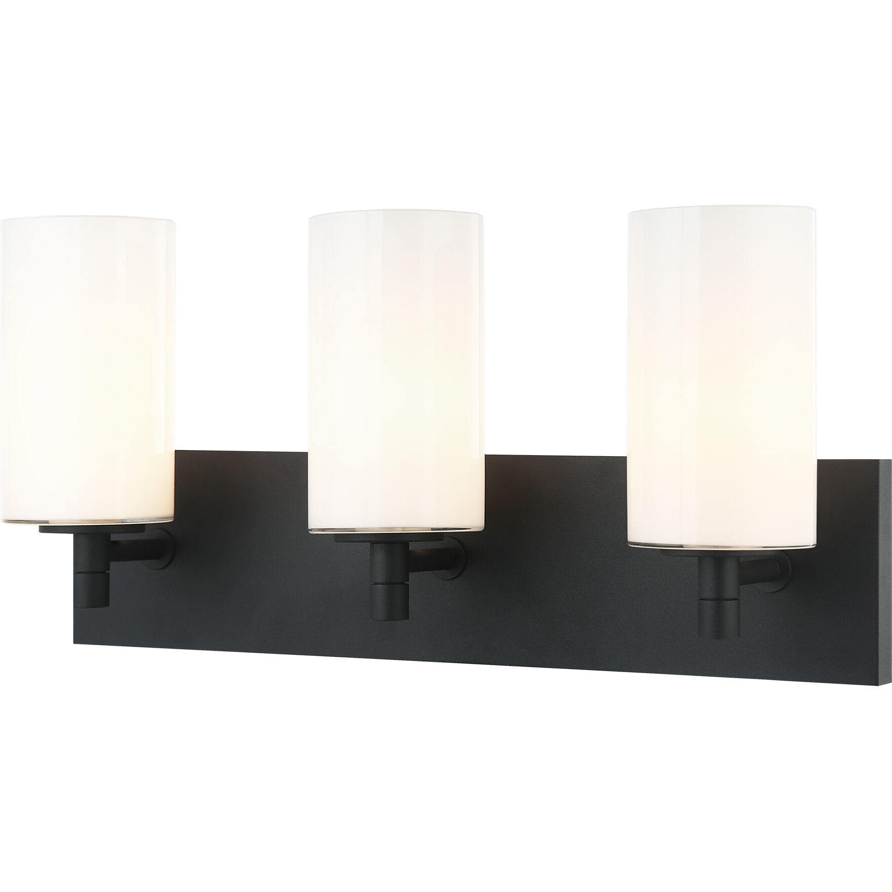 Candela 3 Light 20.88 inch Matte Black Wall Sconce Wall Light in Matte Black and Opal Glass