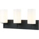 Candela 3 Light 20.88 inch Matte Black Wall Sconce Wall Light in Matte Black and Opal Glass