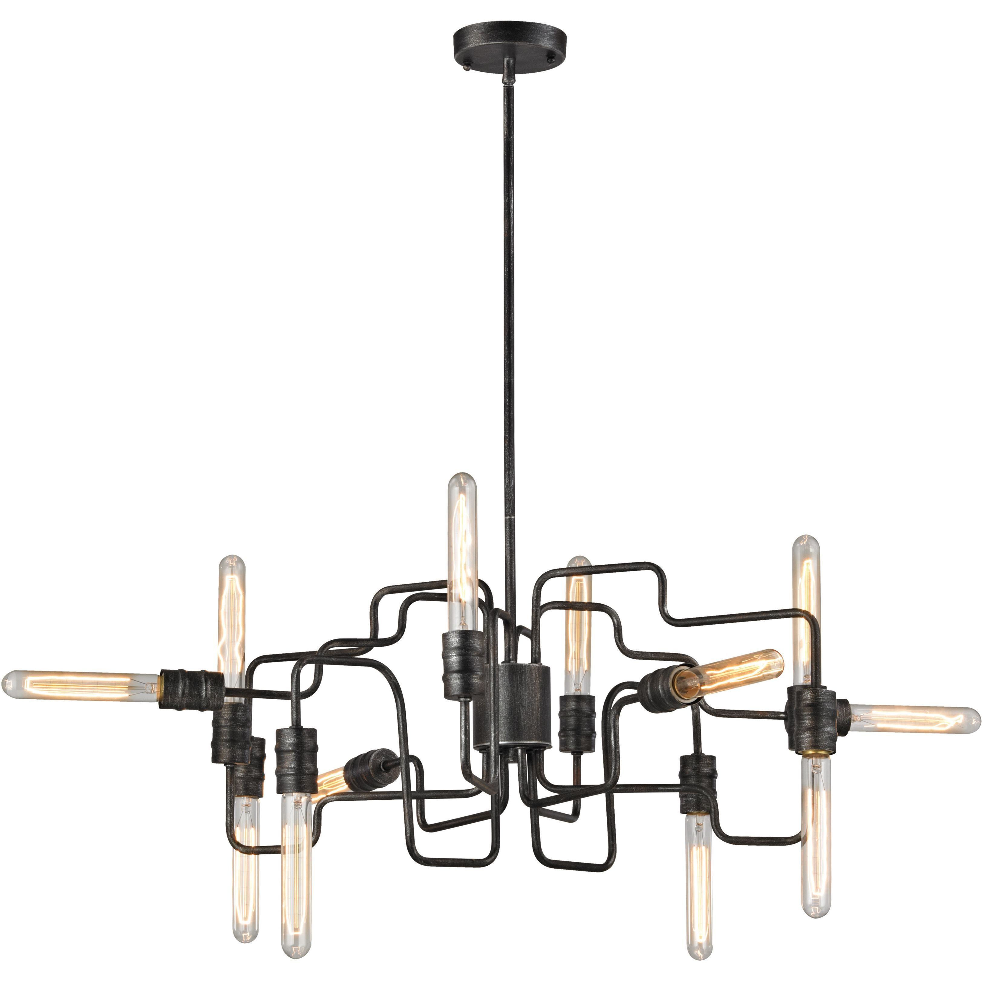 Transit 12 Light 29 inch Silvered Graphite Chandelier Ceiling Light