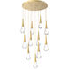 Rain Drop LED Gilded Brass Chandelier Ceiling Light, Multi-Port