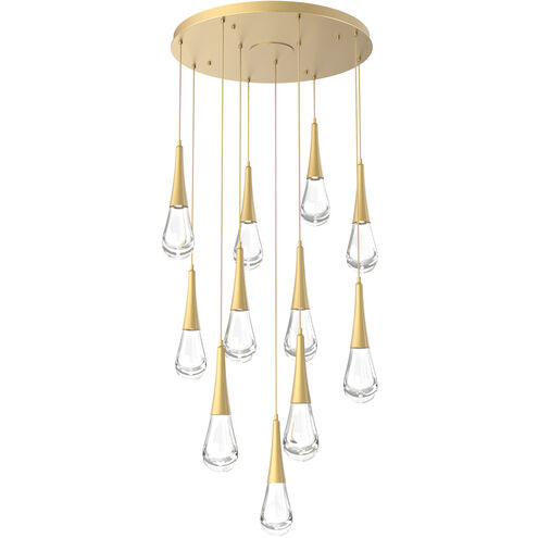 Rain Drop LED Gilded Brass Chandelier Ceiling Light, Multi-Port