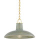 Pottersville 1 Light 18 inch Aged Brass and Ceramic Moss Crackle Pendant Ceiling Light