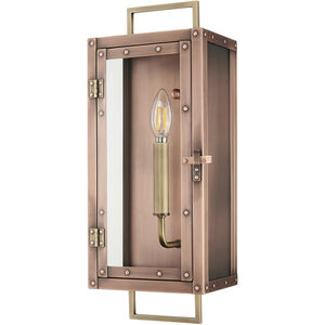 Spencer 1 Light 18 inch Antique Copper with Brass Accents Exterior Wall Mount