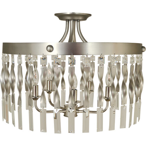 Adele 5 Light 20 inch Satin Pewter with Polished Nickel Semi-Flush Mount Ceiling Light