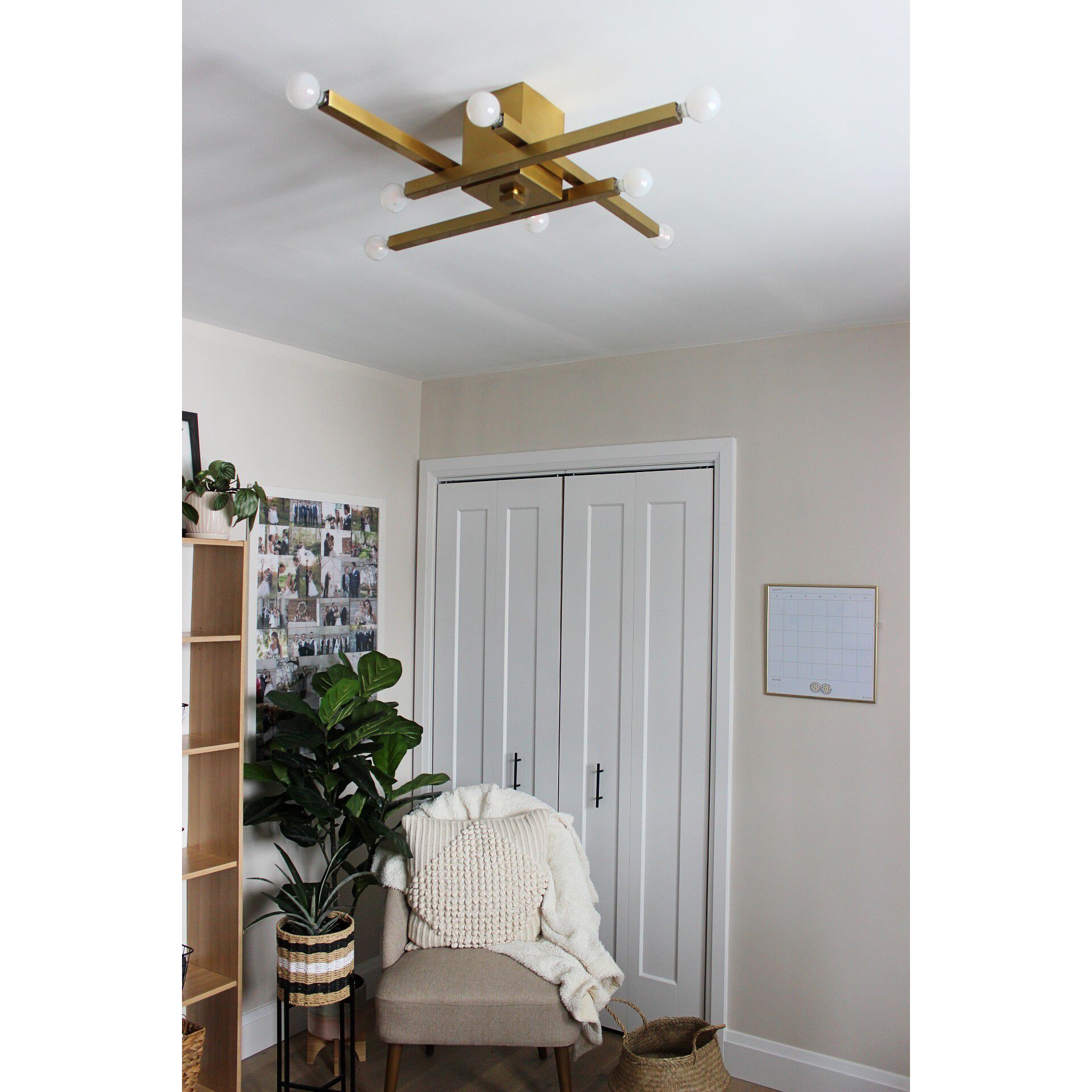 Dona LED 32 inch Aged Brass Flush Mount Ceiling Light