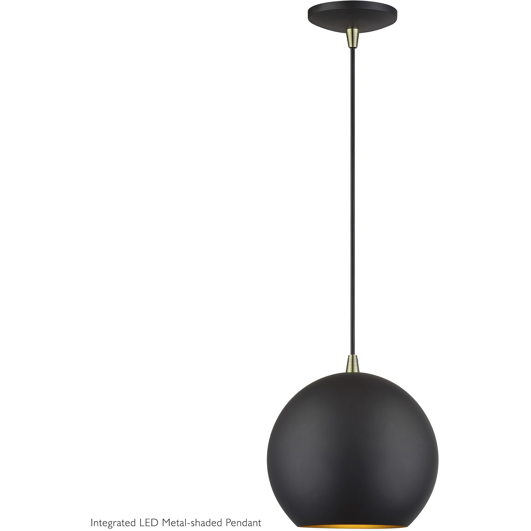 Kuppola 9.25 inch Bronze with Antique Brass Accents Pendant Ceiling Light, Globe