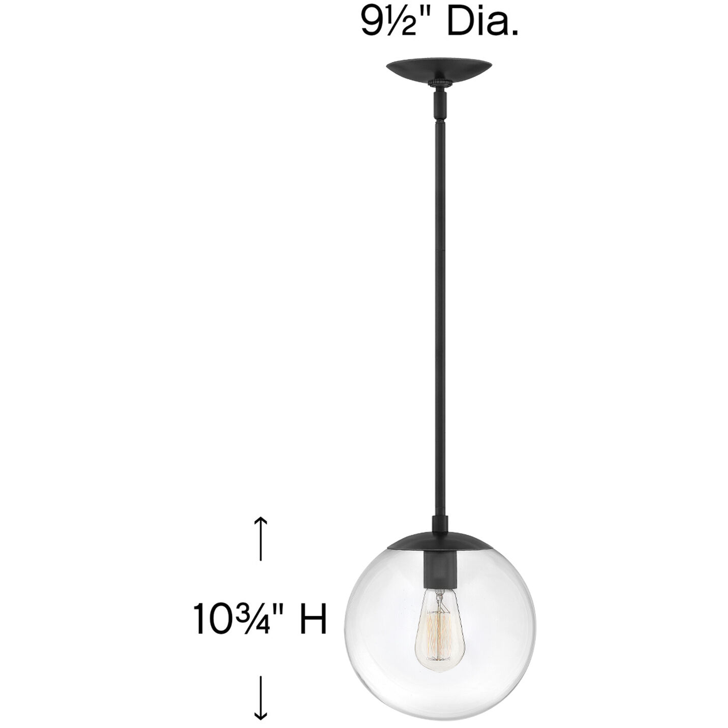 Warby 1 Light 9.5 inch Black Indoor Pendant Ceiling Light in Clear