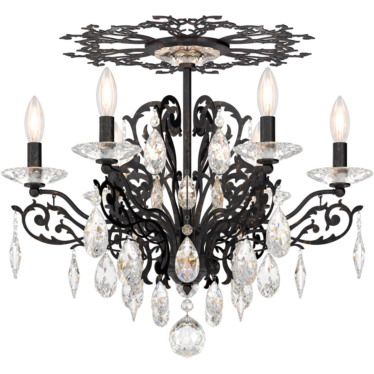 Filigrae 6 Light Heirloom Bronze Semi-Flush Mount Ceiling Light