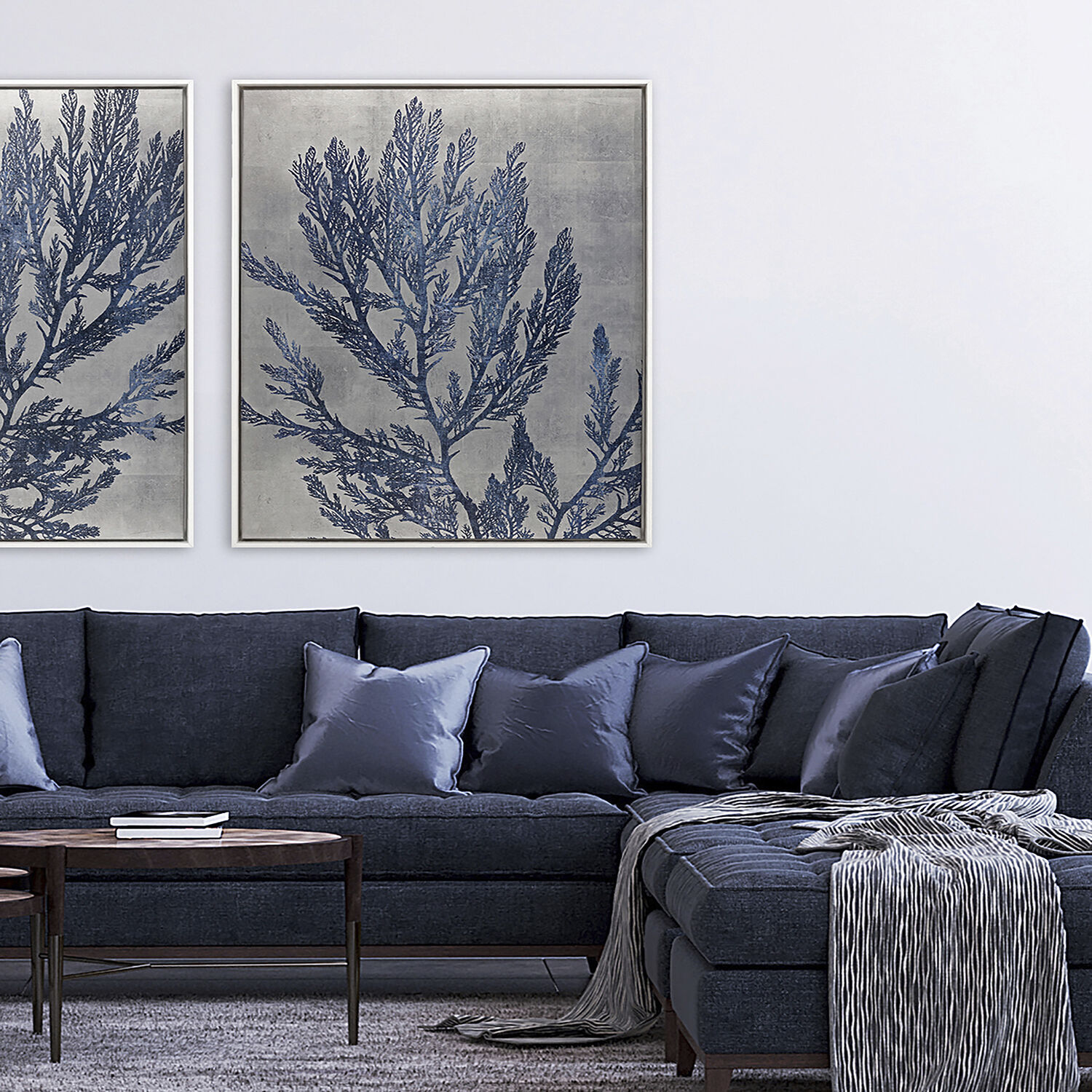 Silver Isle Blue and Metallic Canvas