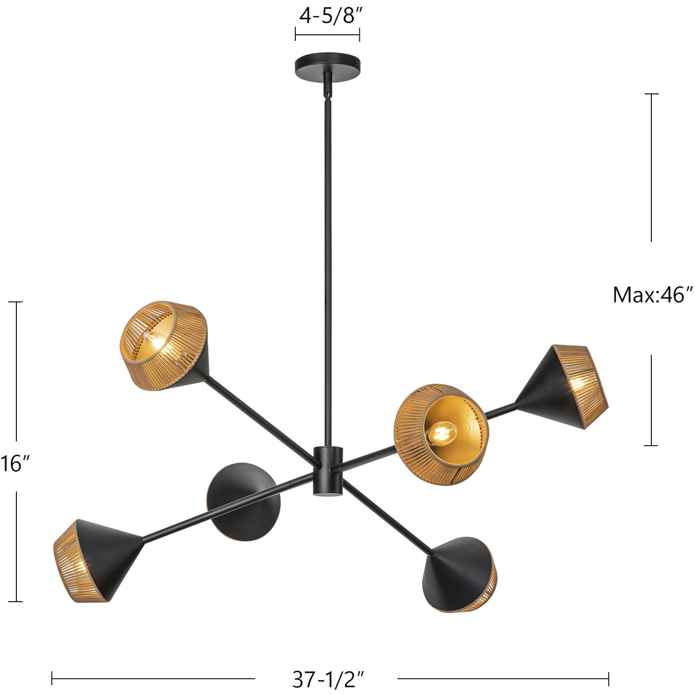 Alora Mood Daphne 6 Light 37.5 inch White/Brown Cotton Rope Chandelier Ceiling Light in White and Brown Cotton Rope