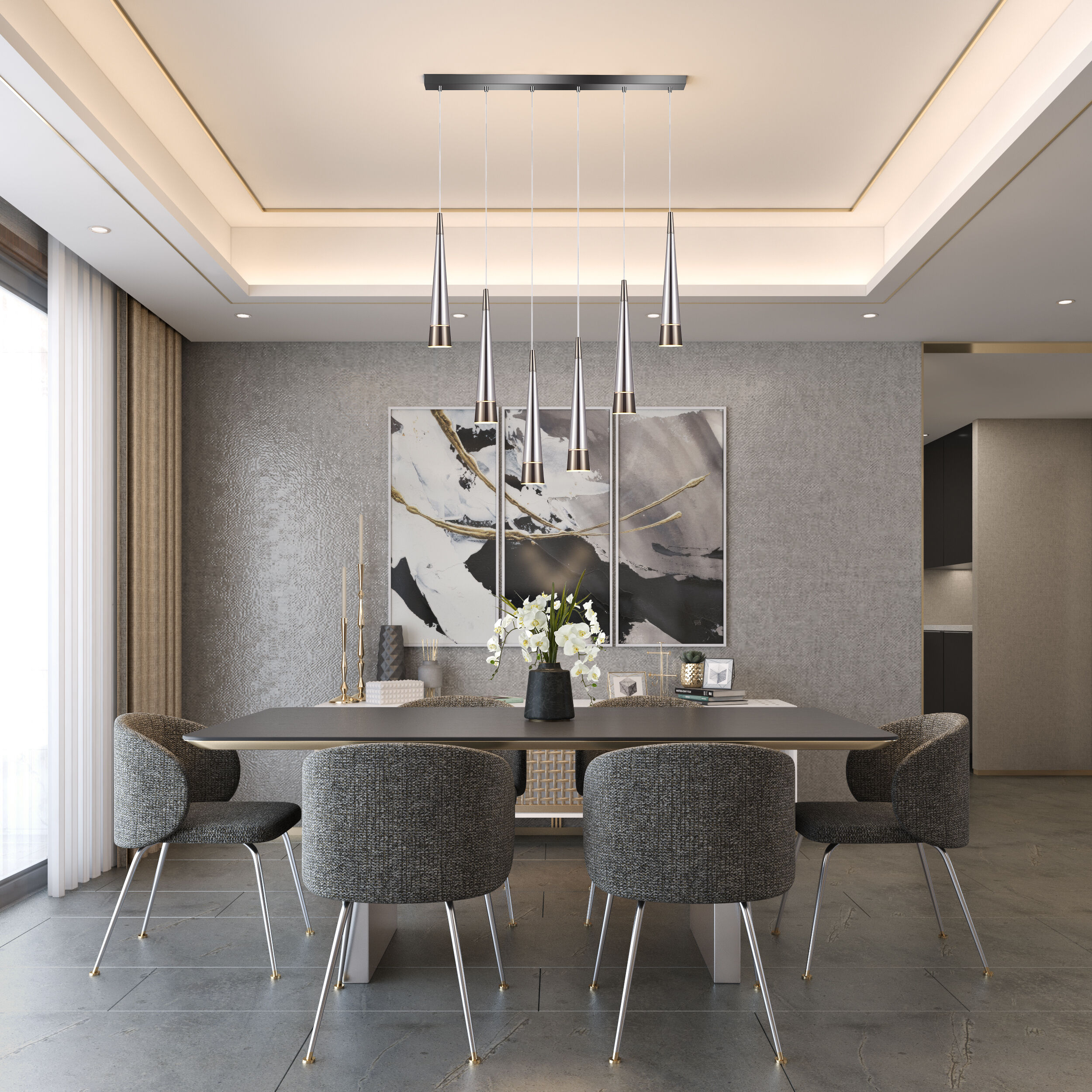 Sunnyvale LED 33.5 inch Pearl Black and Smoke Island Light Ceiling Light