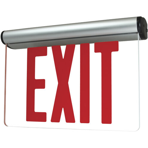 RED 1 Light Red Letters and Aluminum Housing Exit / Emergency Ceiling Light in Single-Faced, Red / Clear / Aluminum