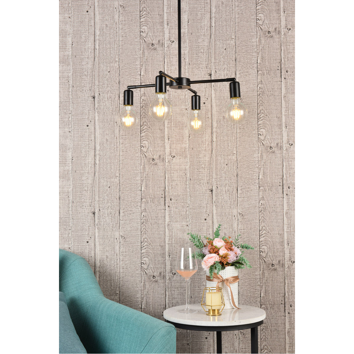 Cairo 4 Light 22.2 inch Black Pendant Ceiling Light
