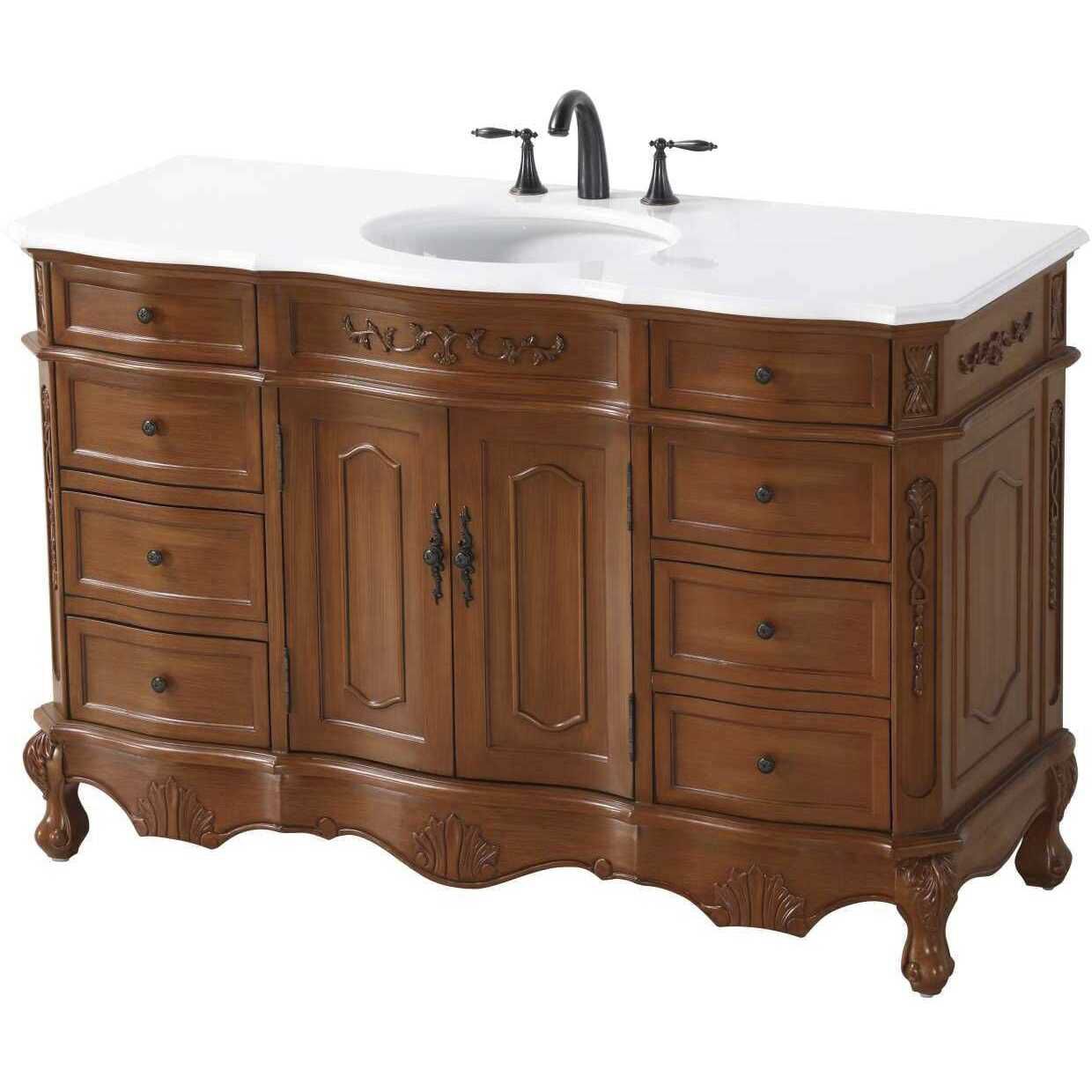 Danville 54 X 36 inch Teak Bathroom Vanity Cabinet