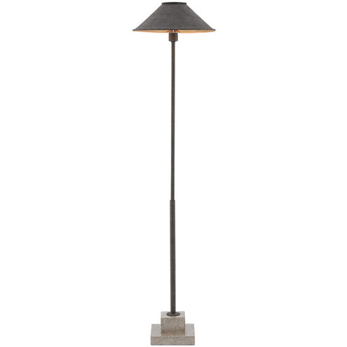 Fudo 49.75 inch 60 watt Mole Black/Contemporary Gold Leaf Floor Lamp Portable Light
