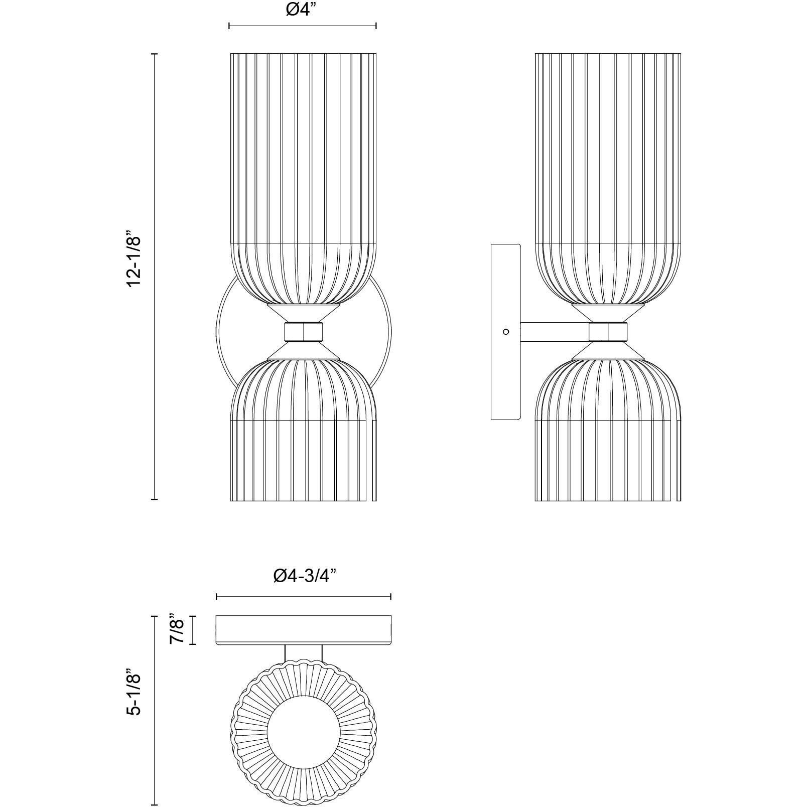 Alora Mood Nelly Wall/Vanity Light Wall Light in Matte Black, Glossy Opal Ribbed Glass Shade
