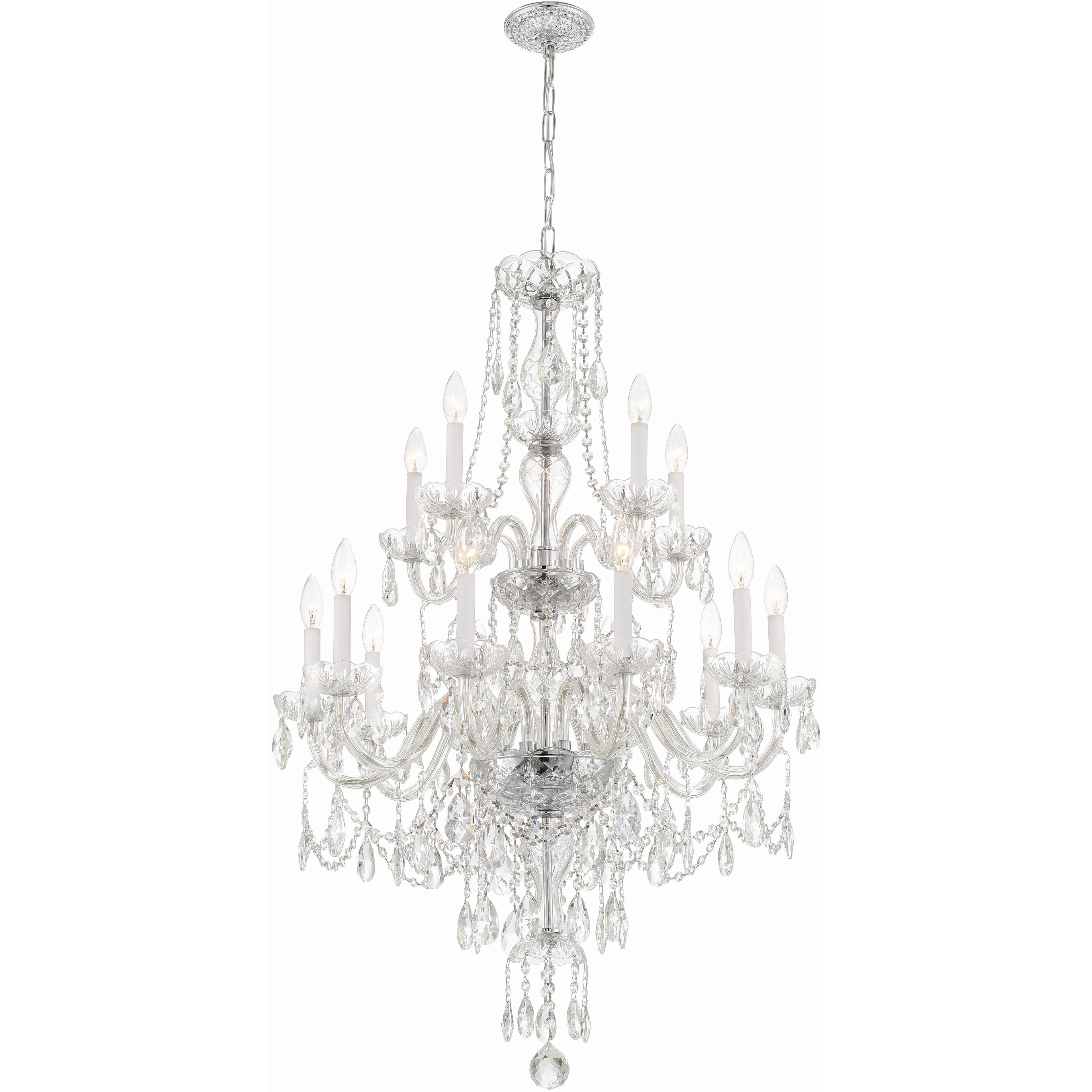 Traditional Crystal 15 Light 32 inch Polished Chrome Chandelier Ceiling Light
