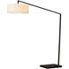 Stretch 87 inch 9 watt Black Arc Floor Lamp Portable Light in White Linen
