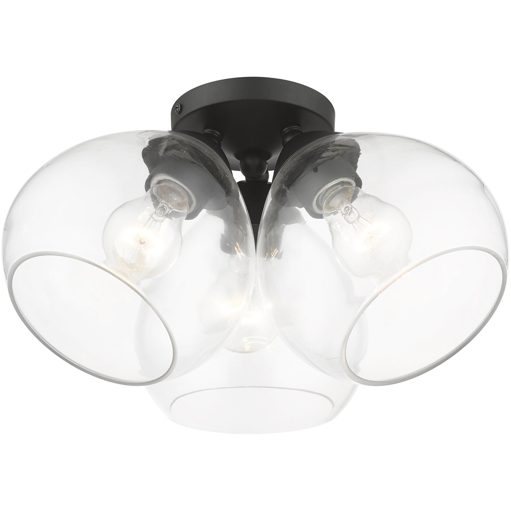 Catania 3 Light 16 inch Black Semi-Flush Ceiling Light