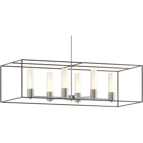 Portico 6 Light 42 inch Vintage Platinum and White Pendant Ceiling Light in Vintage Platinum/White, Opal