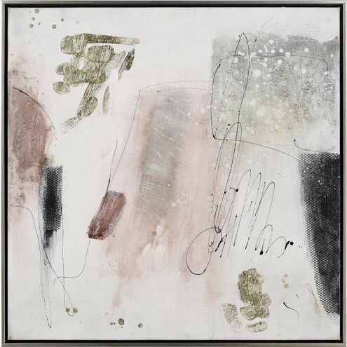 Modern Blush II Light Pink with White and Champagne Silver Framed Wall Art