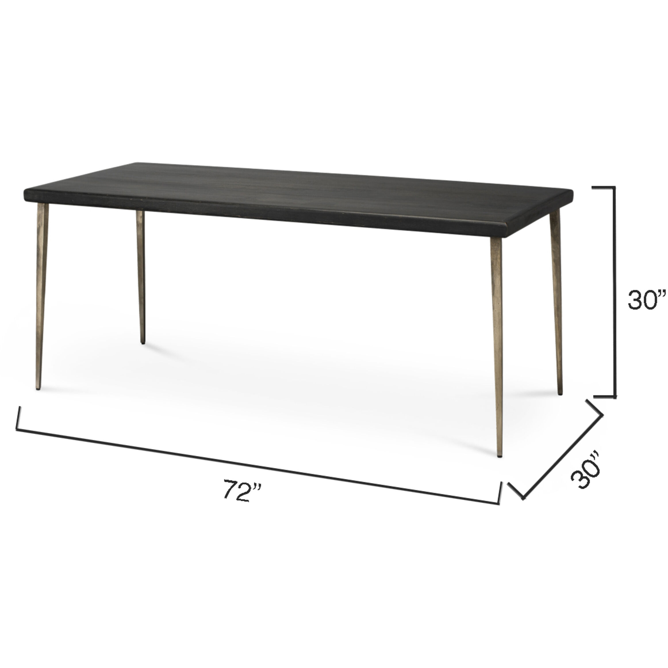 Farmhouse 72 X 30 inch Dark Wood & Antique Silver Legs Dining Table