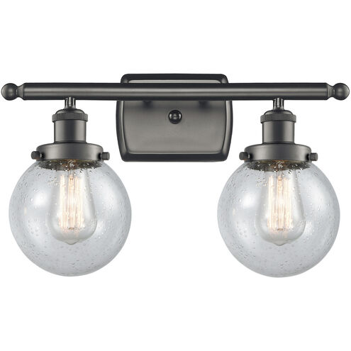 Ballston Beacon 2 Light 16 inch Oil Rubbed Bronze Bath Vanity Light Wall Light in Seedy Glass, Ballston