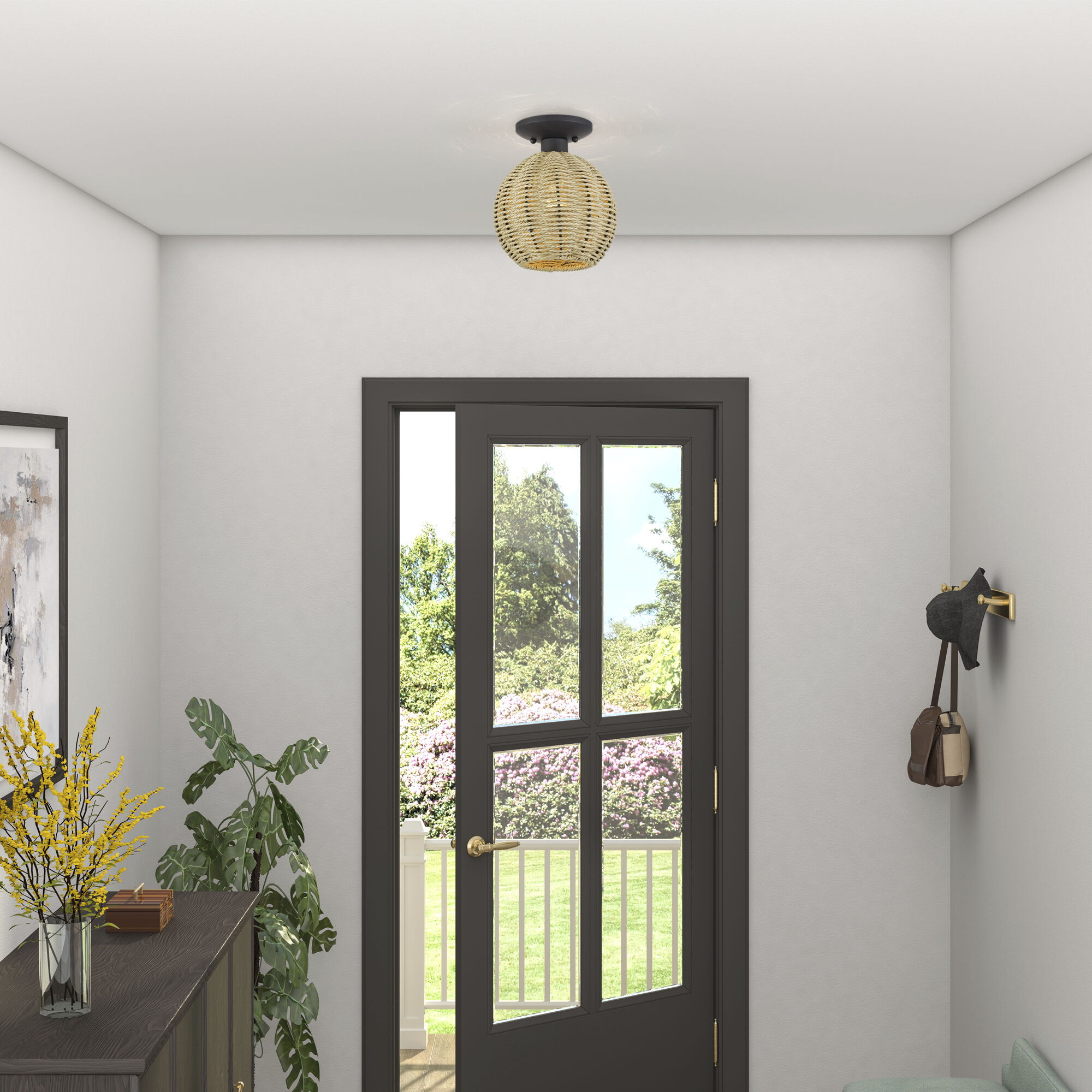 Summervine 1 Light 8 inch Bronze Semi Flush Mount Ceiling Light, Small