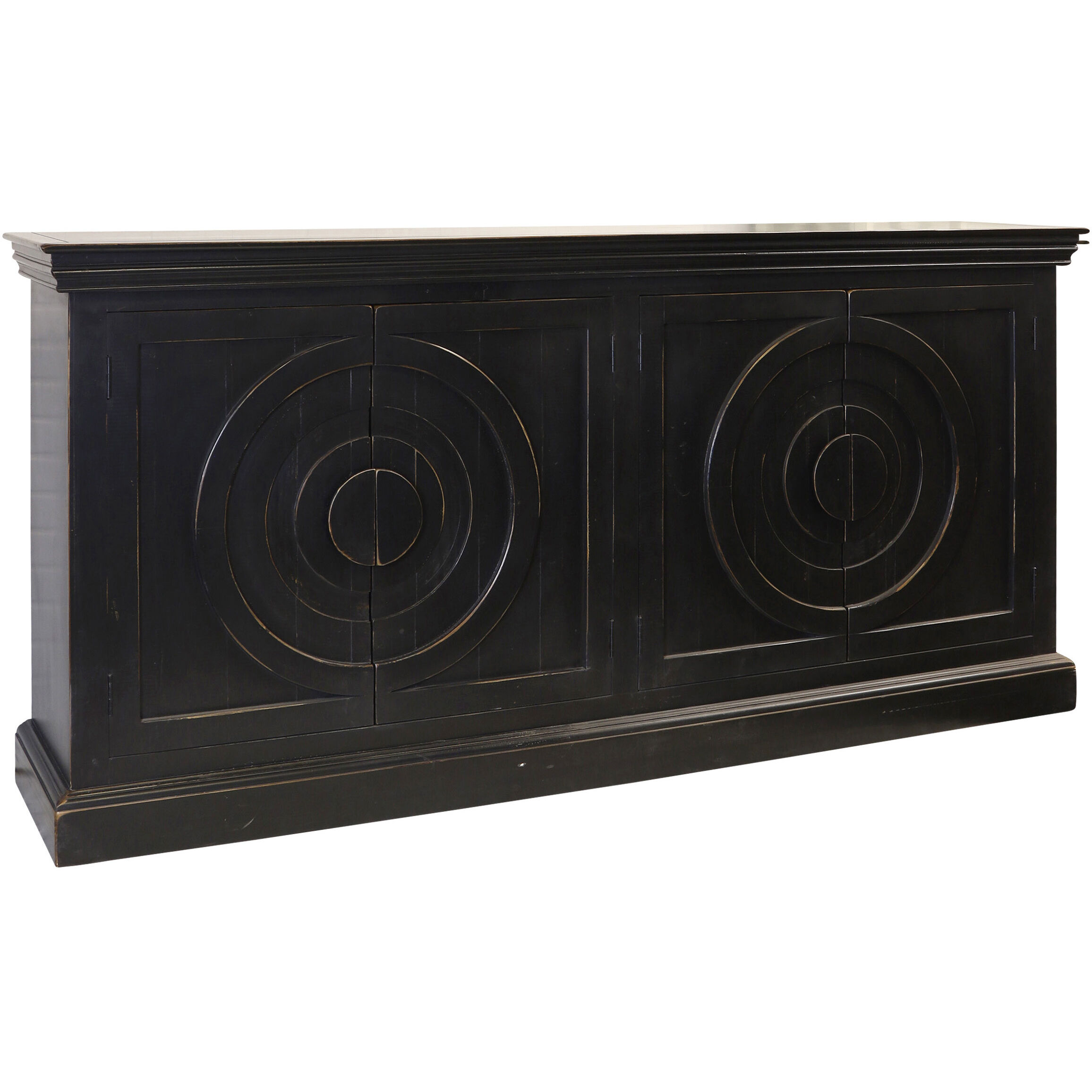Circles 80 X 17 inch Black Distressed Credenza